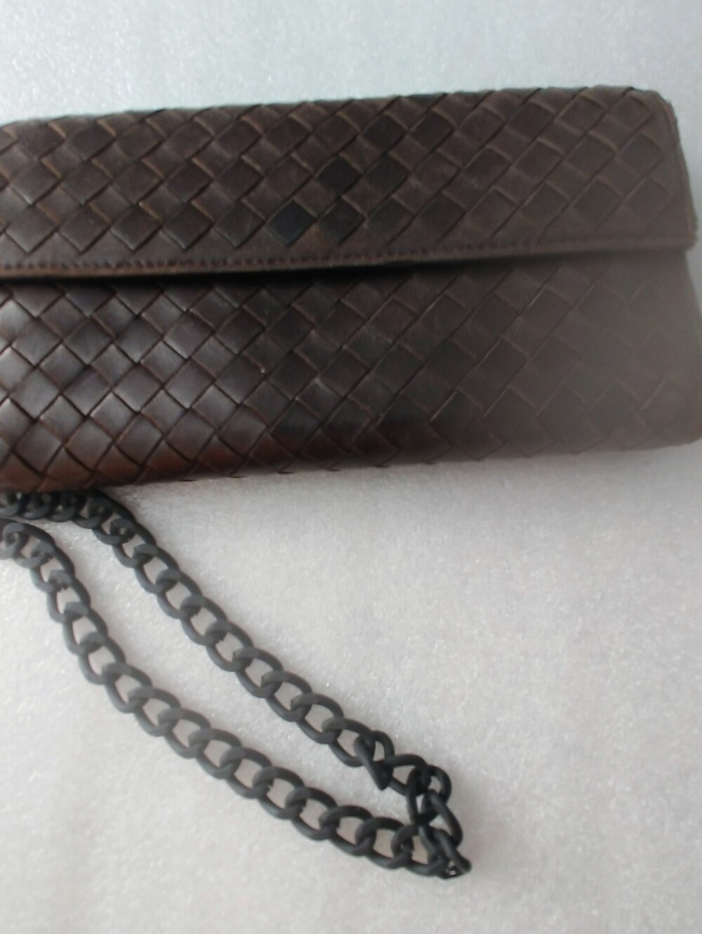 Bottega Veneta Woven Leather Fold-Over Crossbody Clutch - Brown